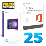 Bundle 25 Licencias Windows 10 Pro + Paquetería Microsoft Office Professional 2016 Digital Key