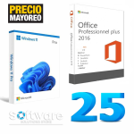 Bundle 25 Licencias Windows 11 Pro + Paquetería Microsoft Office Professional 2016 Digital Key