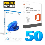 Bundle 50 Licencias Windows 11 Pro + Paquetería Microsoft Office Professional 2016 Digital Key