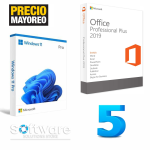 Bundle 5 Licencias Windows 11 Pro + Paquetería Microsoft Office Professional 2019 Digital Key