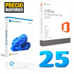 Bundle 25 Licencias Windows 11 Pro + Paquetería Microsoft Office Professional 2019 Digital Key